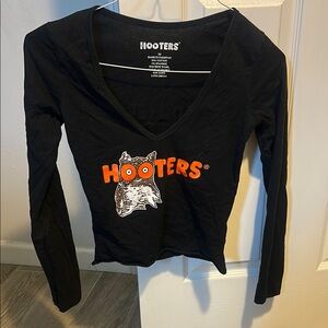 Hooters Black V-Neck Long Sleeve Uniform Shirt